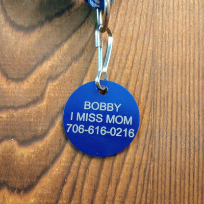 Dark Blue Round Pet Tag