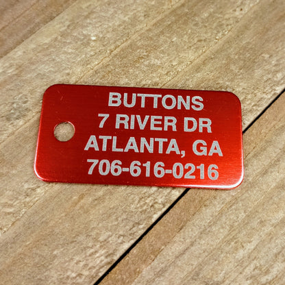 Red Rectangular Pet Tag.