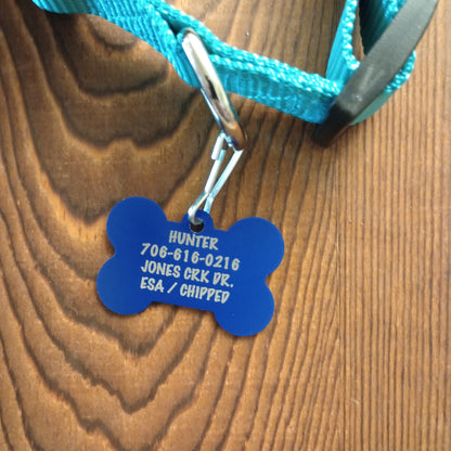 Dark Blue Bone Shaped Pet Tag