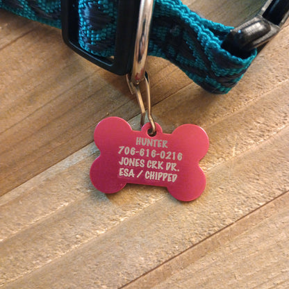 Dark Pink Bone Shaped Pet Tag