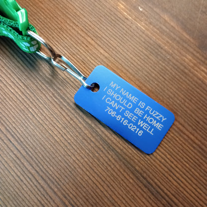 Dark Blue Rectangular Pet Tag