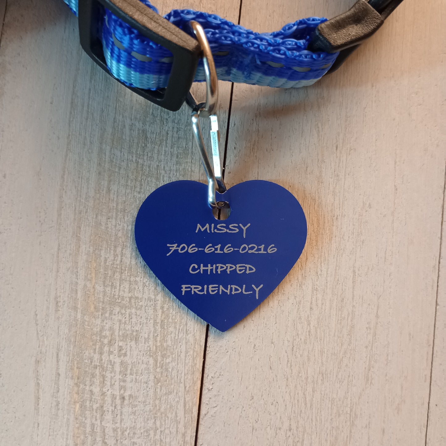 Dark Blue Heart Shaped Pet Tag