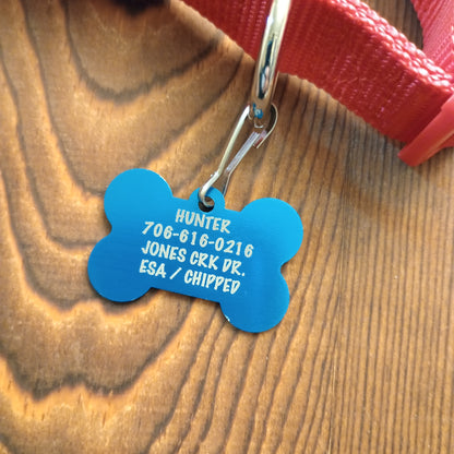 Light Blue Bone Shaped Pet Tag