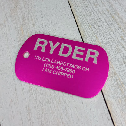 Pink Military Style Pet Tag