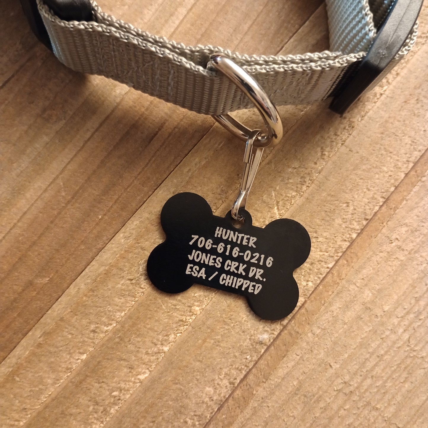 Black Bone Shaped Pet Tag