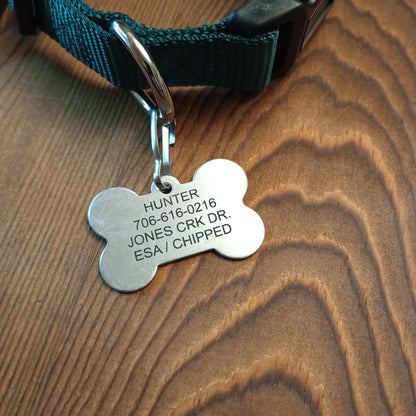 Darker Green Camo Bone Shaped Pet Tag.