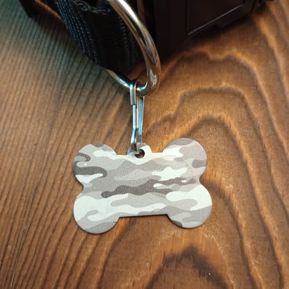 Gray Camo Bone Shaped Pet Tag