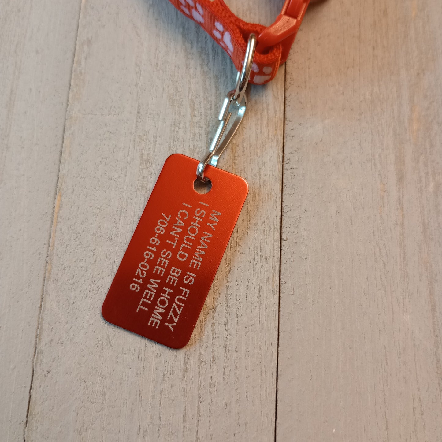 Red Rectangular Pet Tag.