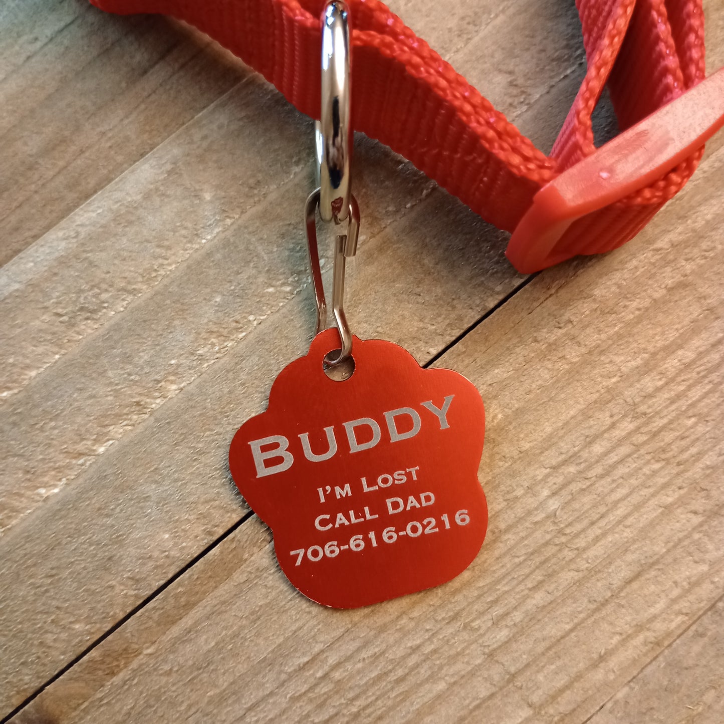 Red Large Paw Pet Tag (1.4 inch)