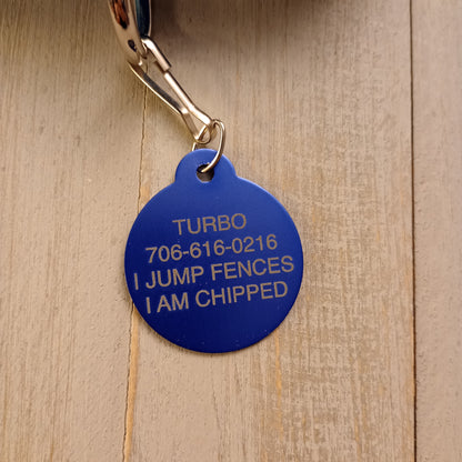 Blue Round Pet Tag 1.25 inch