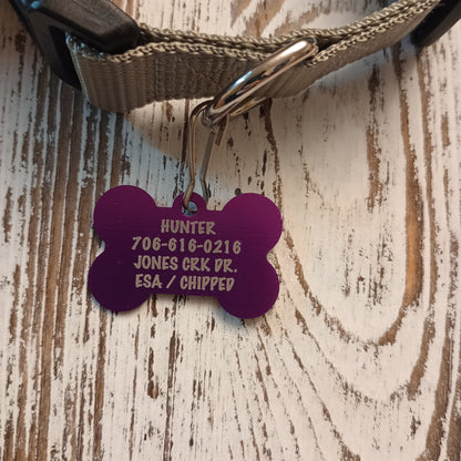 Purple Bone Shaped Pet Tag