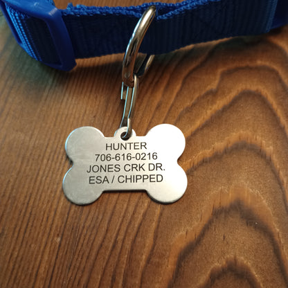 Blue Camo Bone Shaped Pet Tag