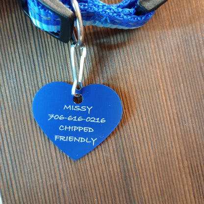 Dark Blue Heart Shaped Pet Tag