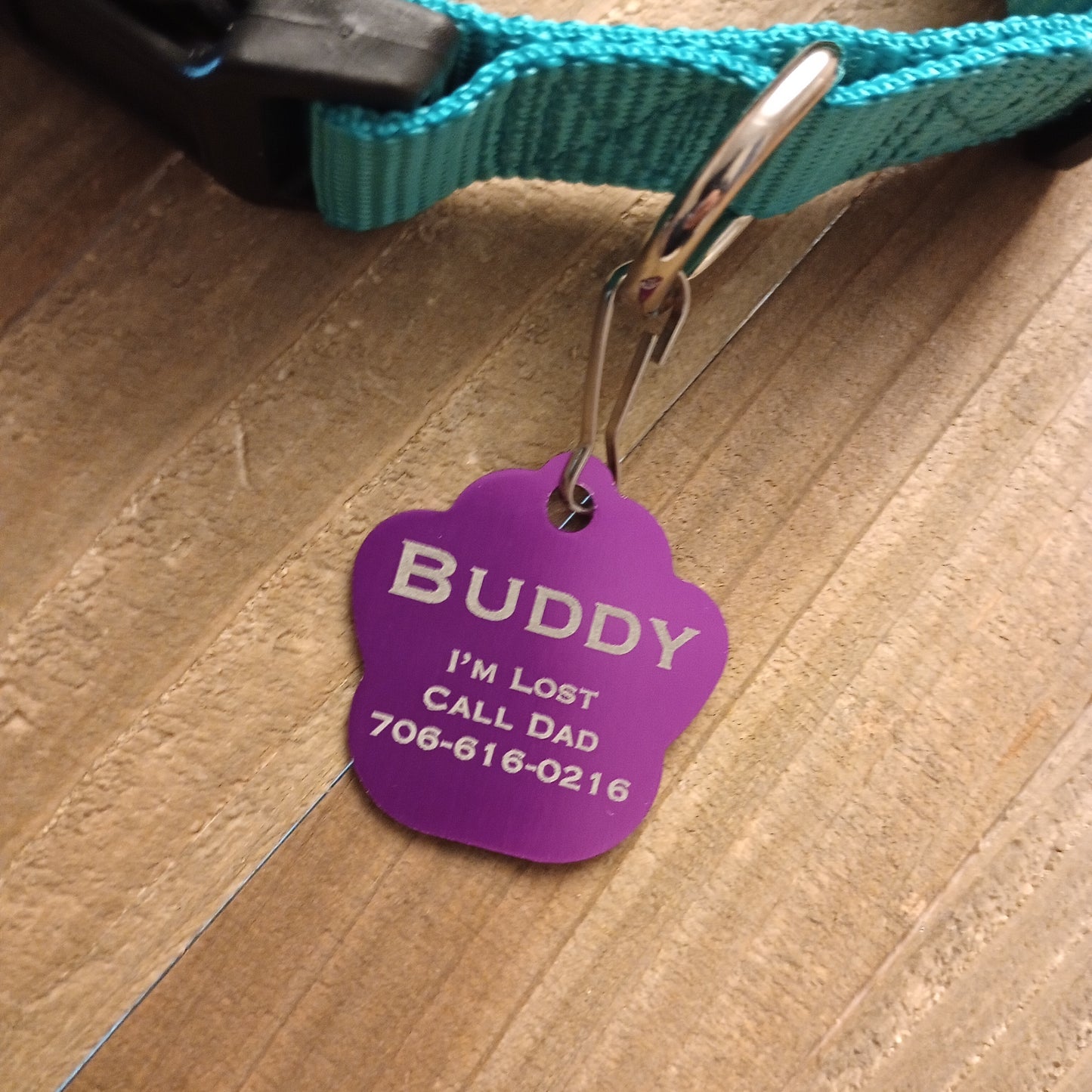 Purple Large Paw Pet Tag (1.4 inch)