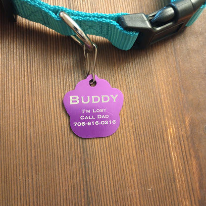 Purple Large Paw Pet Tag (1.4 inch)