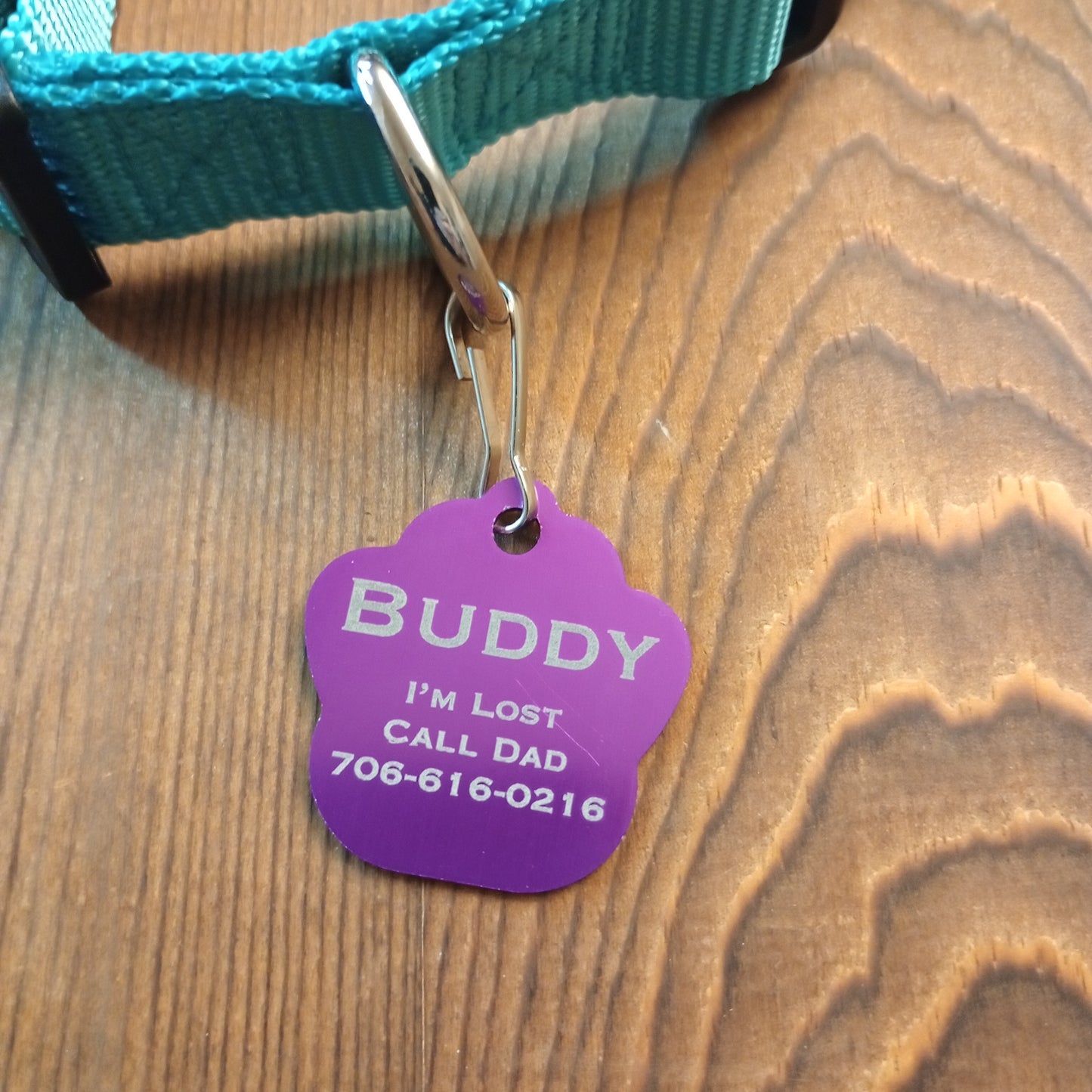 Purple Large Paw Pet Tag (1.4 inch)