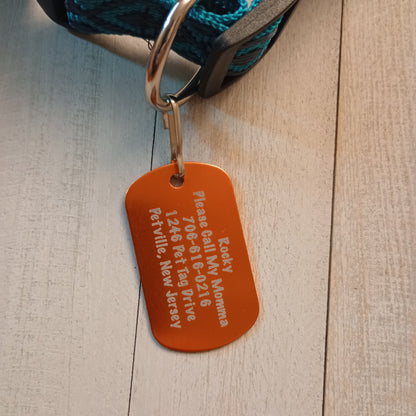 Orange Military Style Pet Tag.