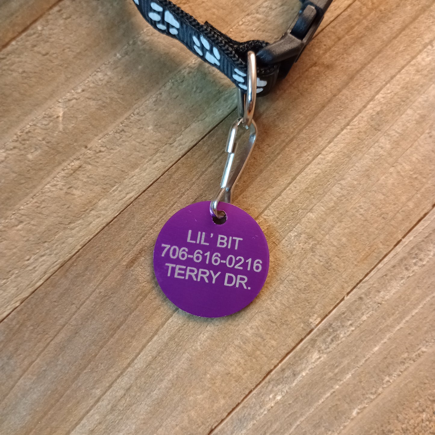 Purple Round Pet Tag