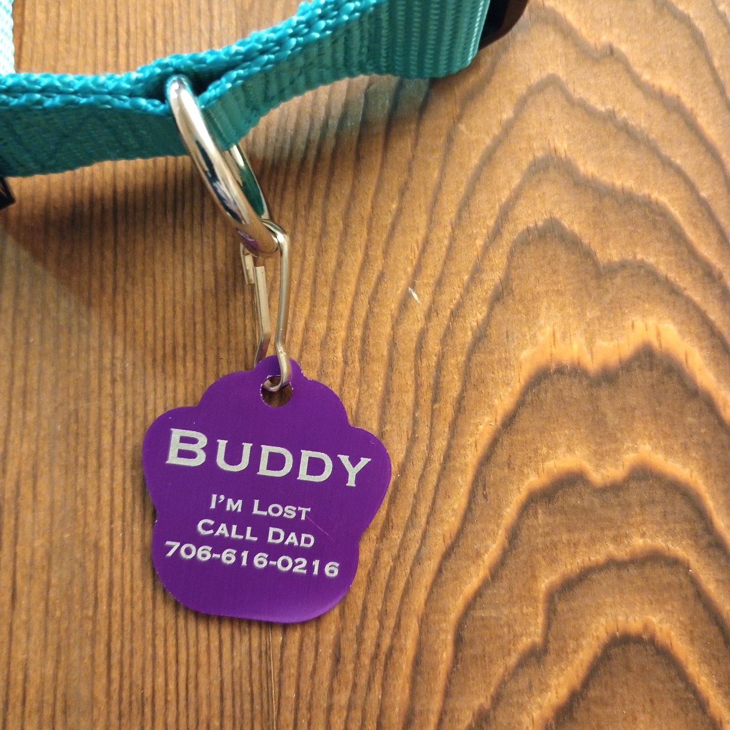 Purple Large Paw Pet Tag (1.4 inch)