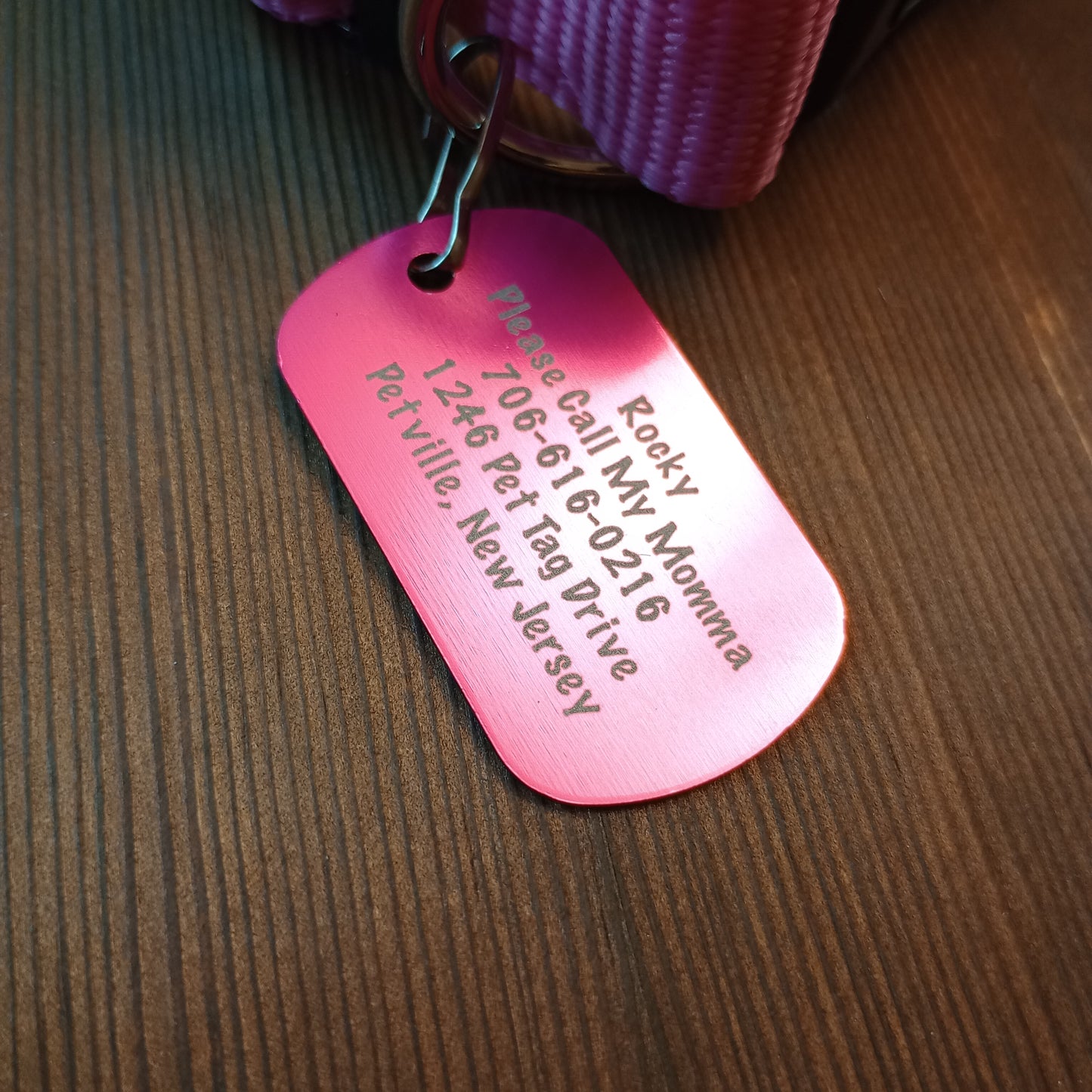 Pink Military Style Pet Tag