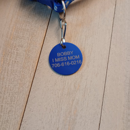 Dark Blue Round Pet Tag