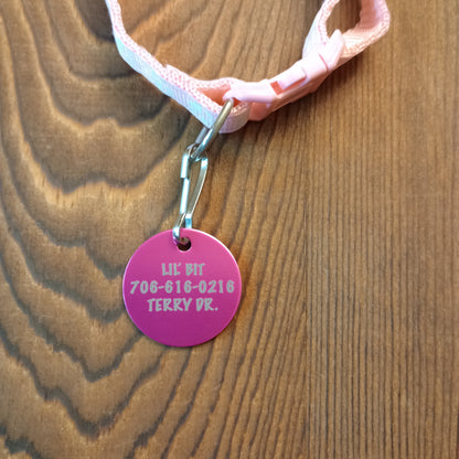 Dark Pink Round Pet Tag