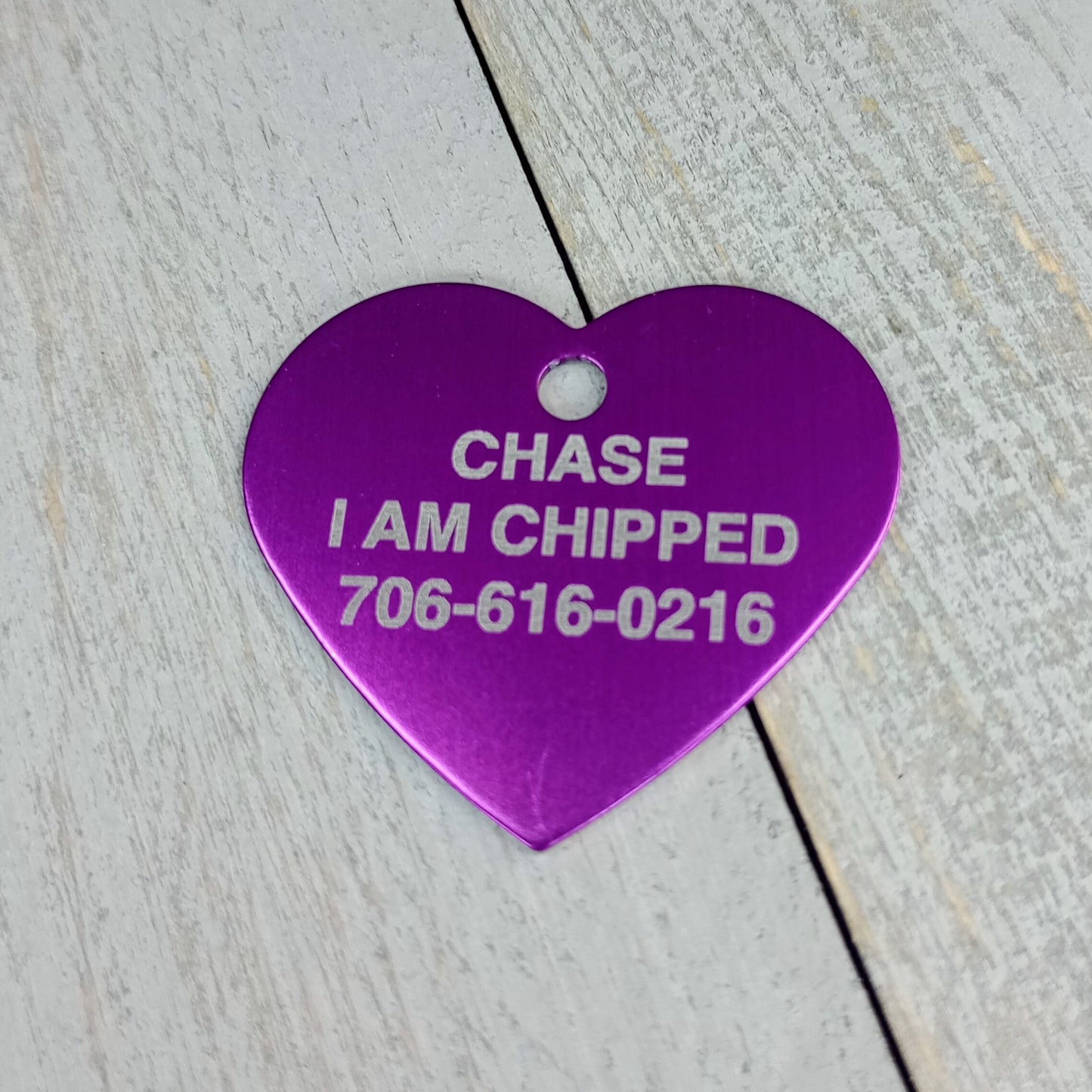 Purple Heart Shaped Pet Tag