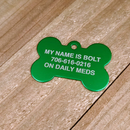 Green Bone Shaped Pet Tag.