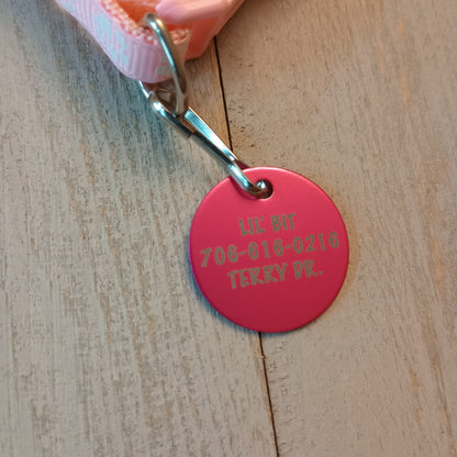 Dark Pink Round Pet Tag