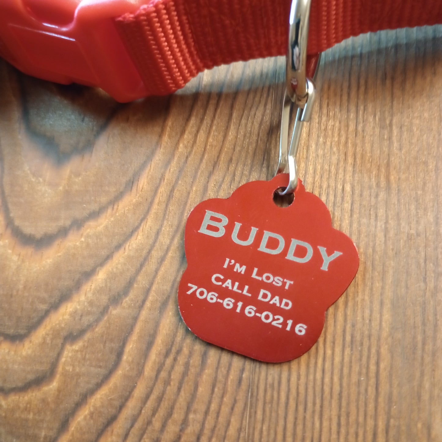 Red Large Paw Pet Tag (1.4 inch)