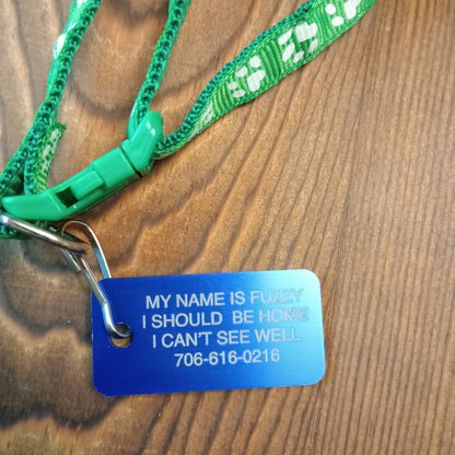 Dark Blue Rectangular Pet Tag