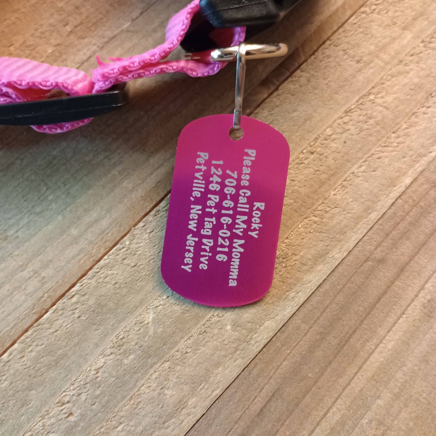 Pink Military Style Pet Tag