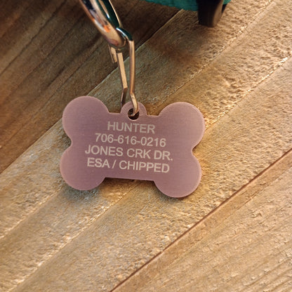 Light Pink Bone Shaped Pet Tag