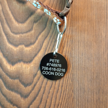 Black Round Pet Tag