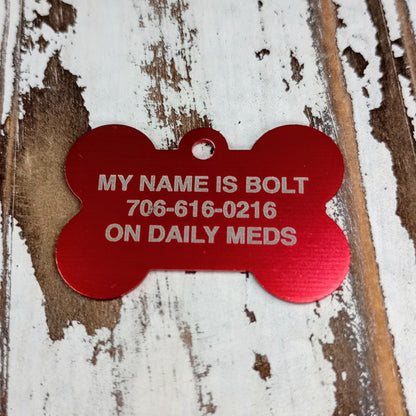 Red Bone Shaped Pet Tag