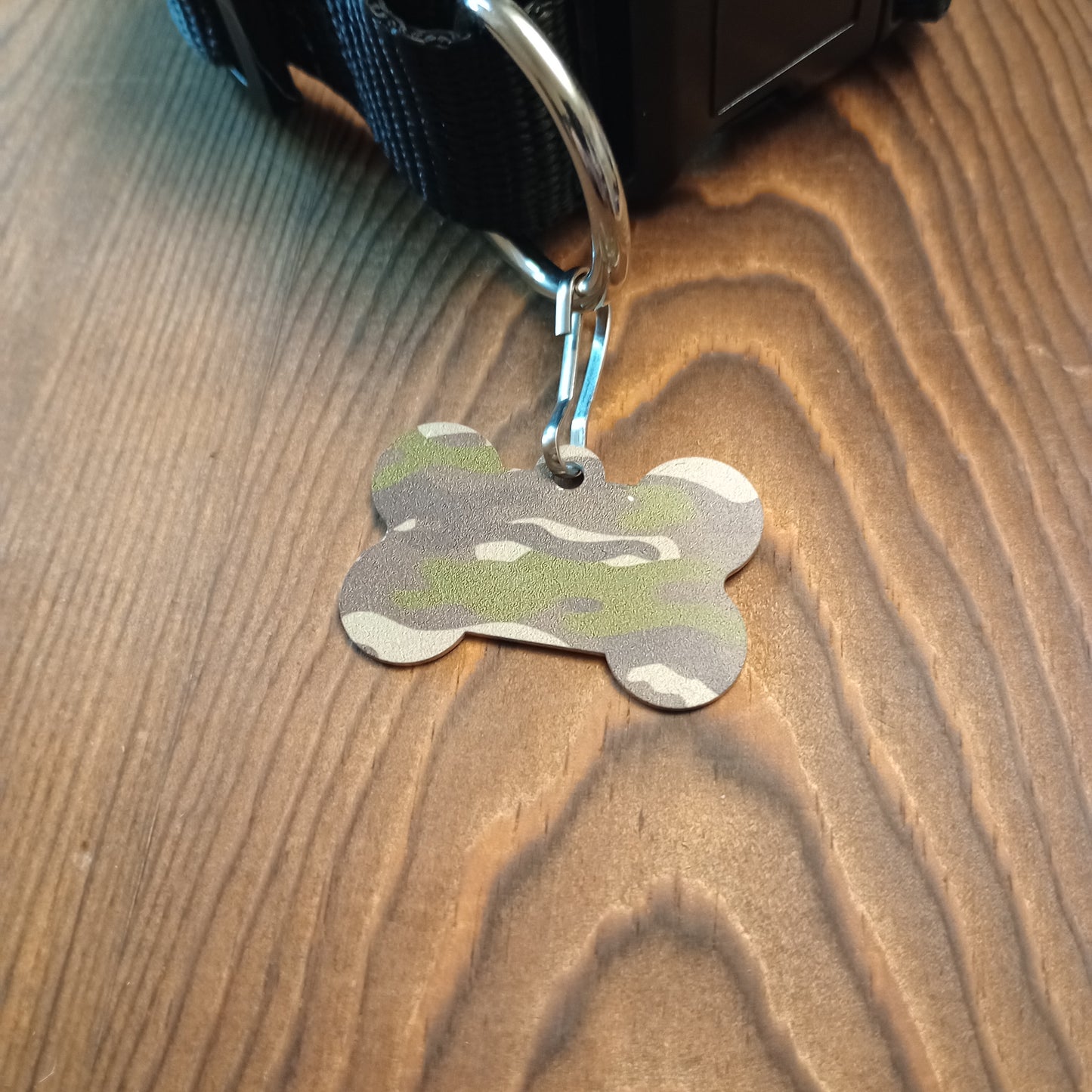 Woodland Green Camo Bone Shaped Pet Tag