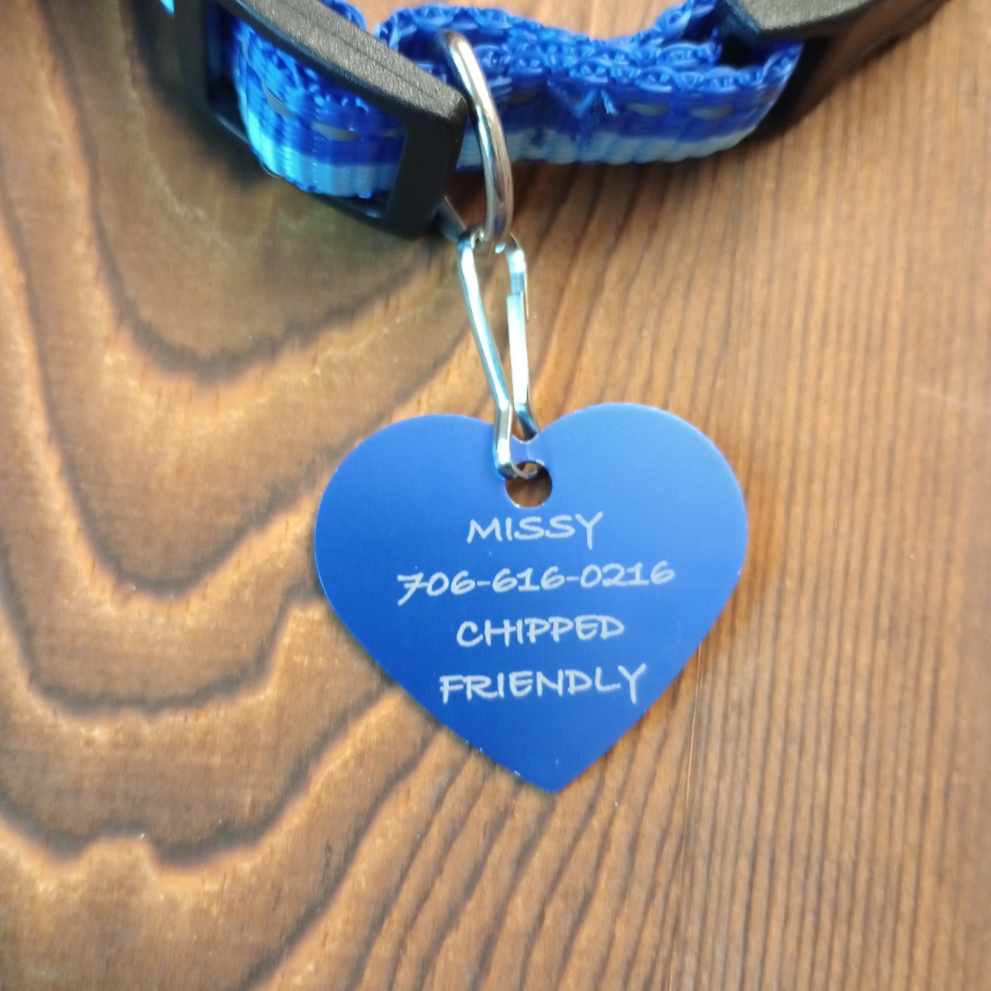 Dark Blue Heart Shaped Pet Tag