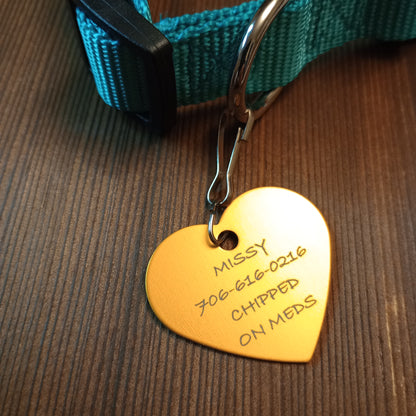 Yellow Heart Shaped Pet Tag