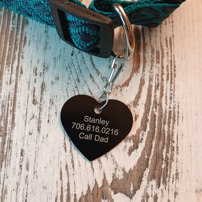 Black Heart Shaped Pet Tag