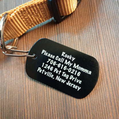 Black Military Style Pet Tag