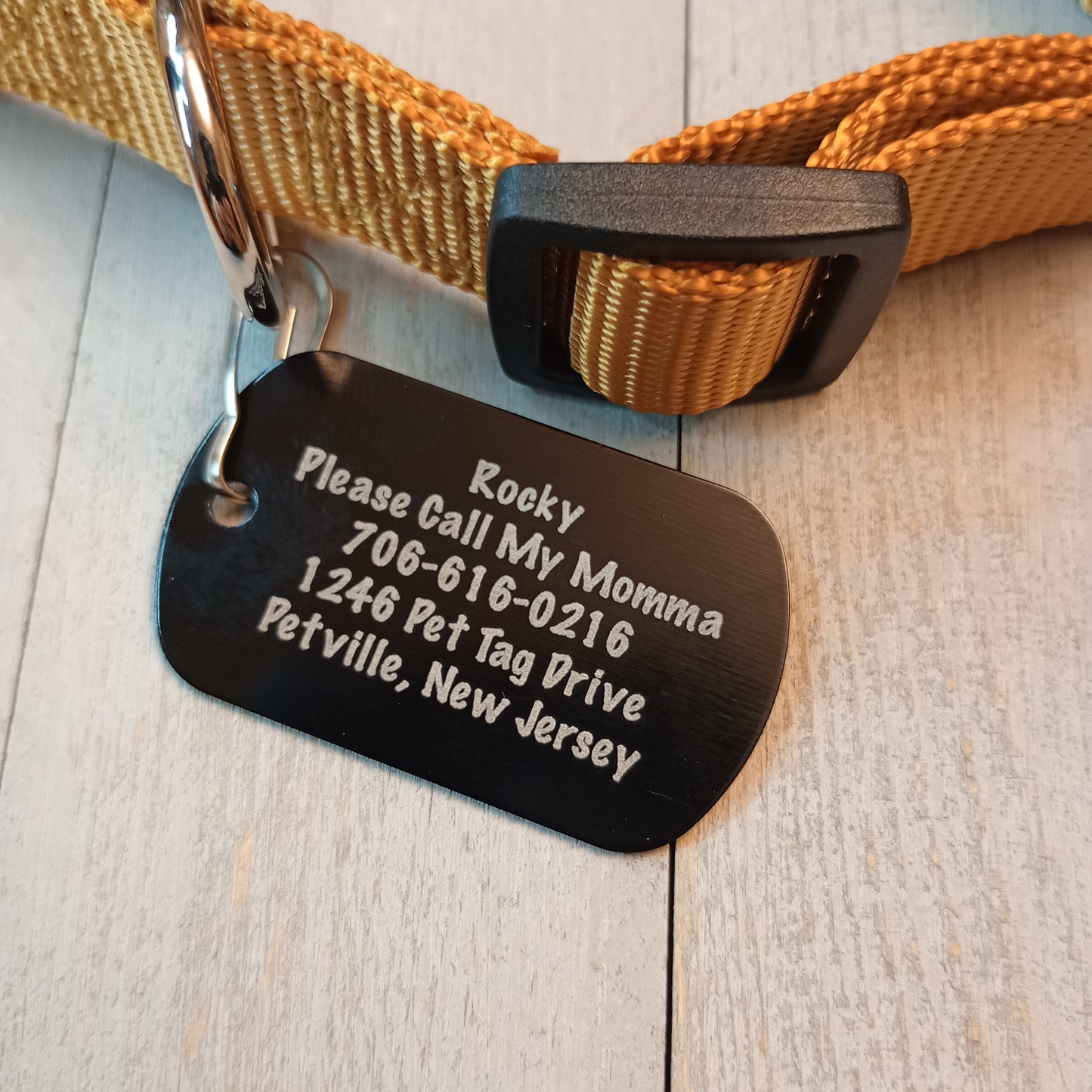 Black Military Style Pet Tag