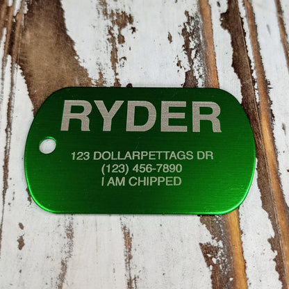 Green Military Style Pet Tag