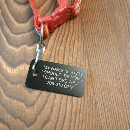 Black Rectangular Pet Tag