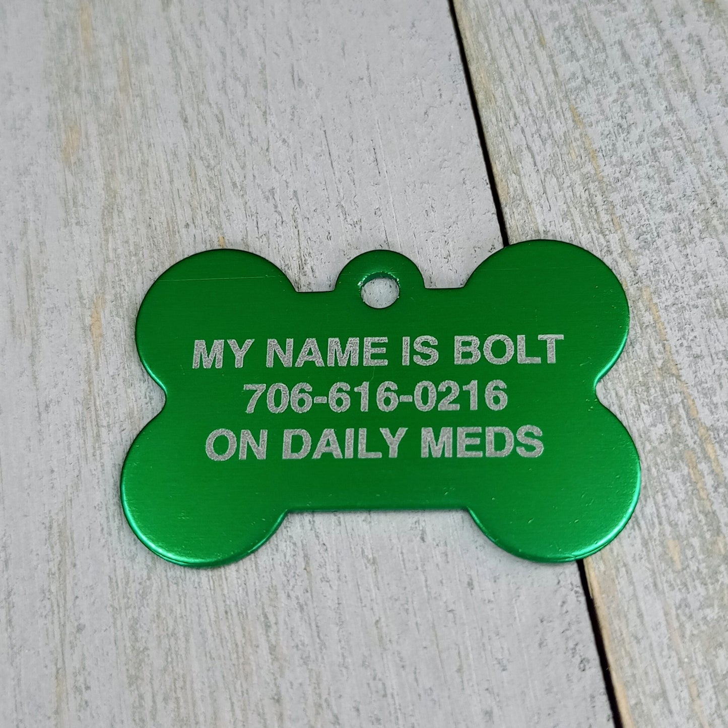 Green Bone Shaped Pet Tag.