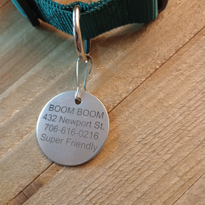 Silver Colored Round Pet Tag (1.4 inch)