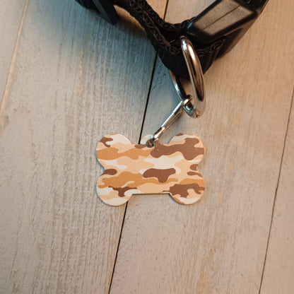 Brown Camo Bone Shaped Pet Tag