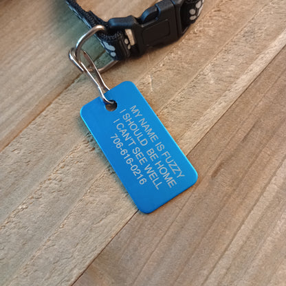 Light Blue Rectangular Pet Tag