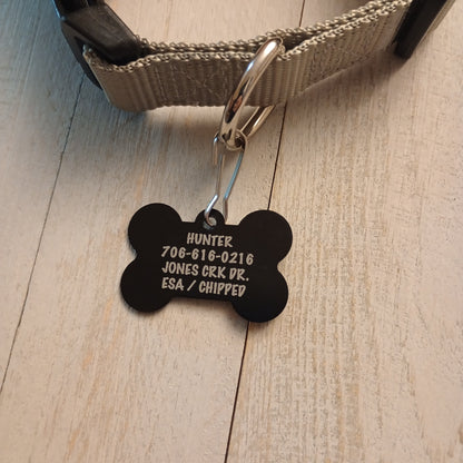 Black Bone Shaped Pet Tag