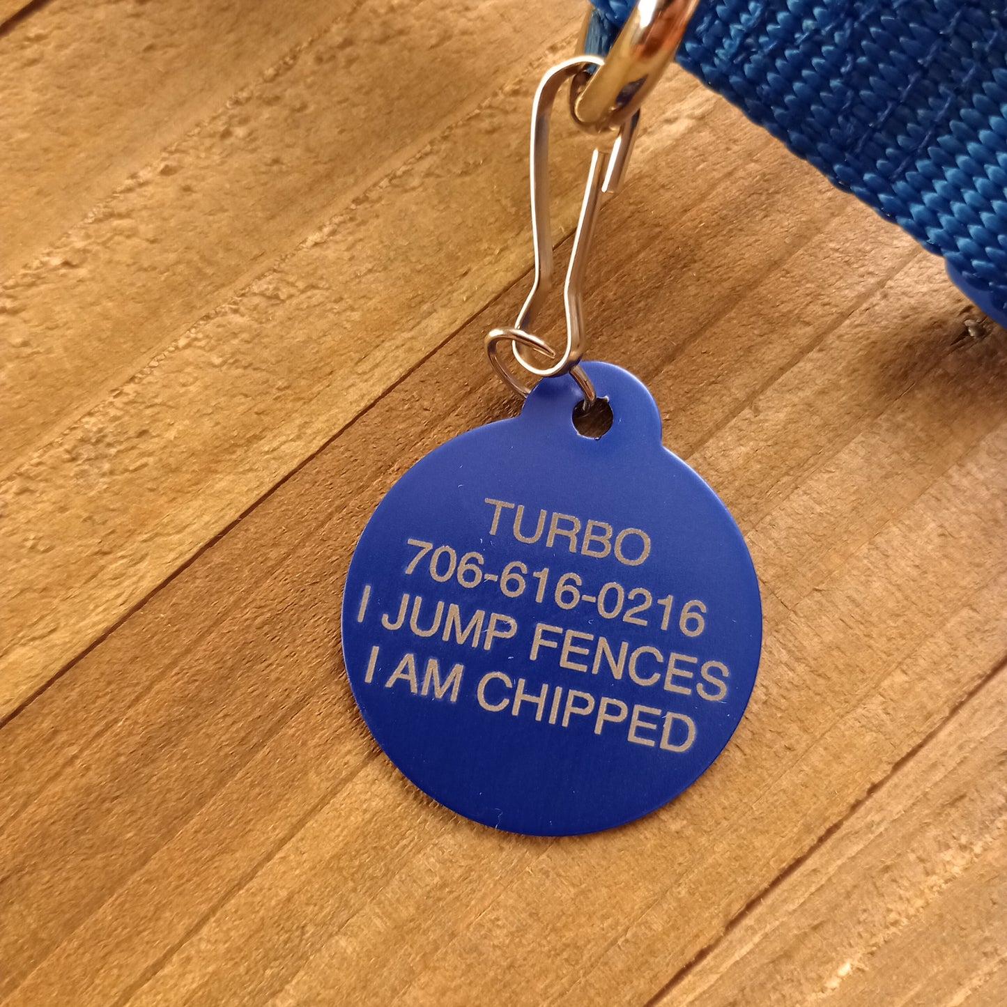 Blue Round Pet Tag 1.25 inch