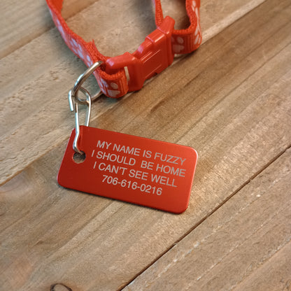 Red Rectangular Pet Tag.